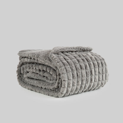 Amber Luxury Sherpa Fur Throw, Grey