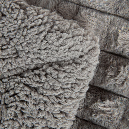 Amber Luxury Sherpa Fur Throw, Grey