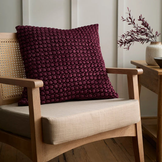 Bobble Velvet Cushion - Berry