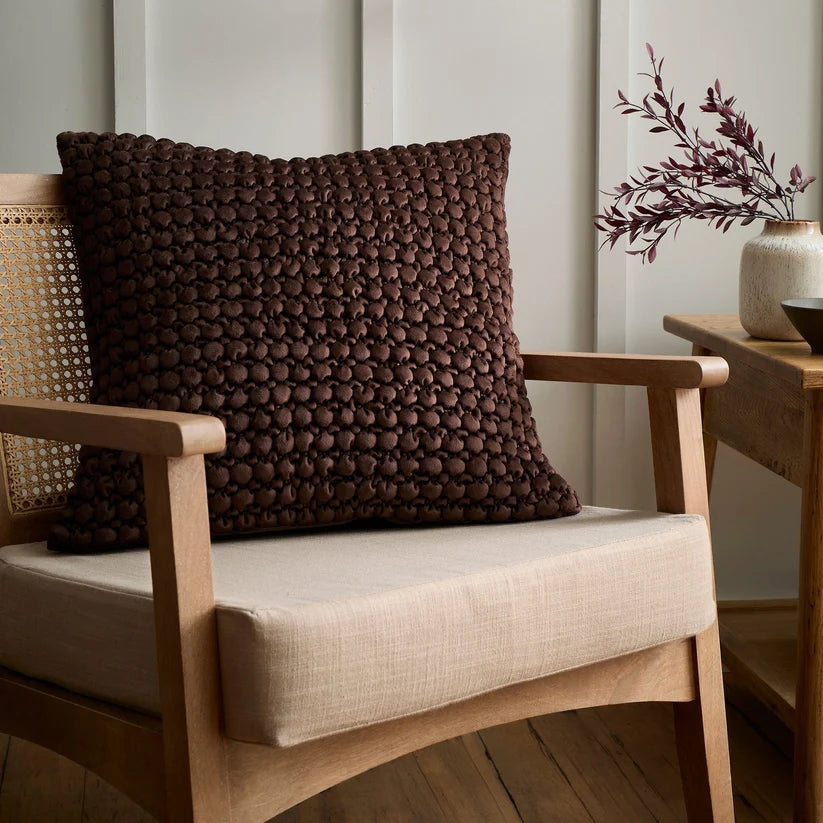 Bobble Velvet Cushion - Chocolate