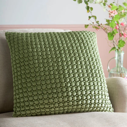 Bobble Velvet Cushion - Olive Green