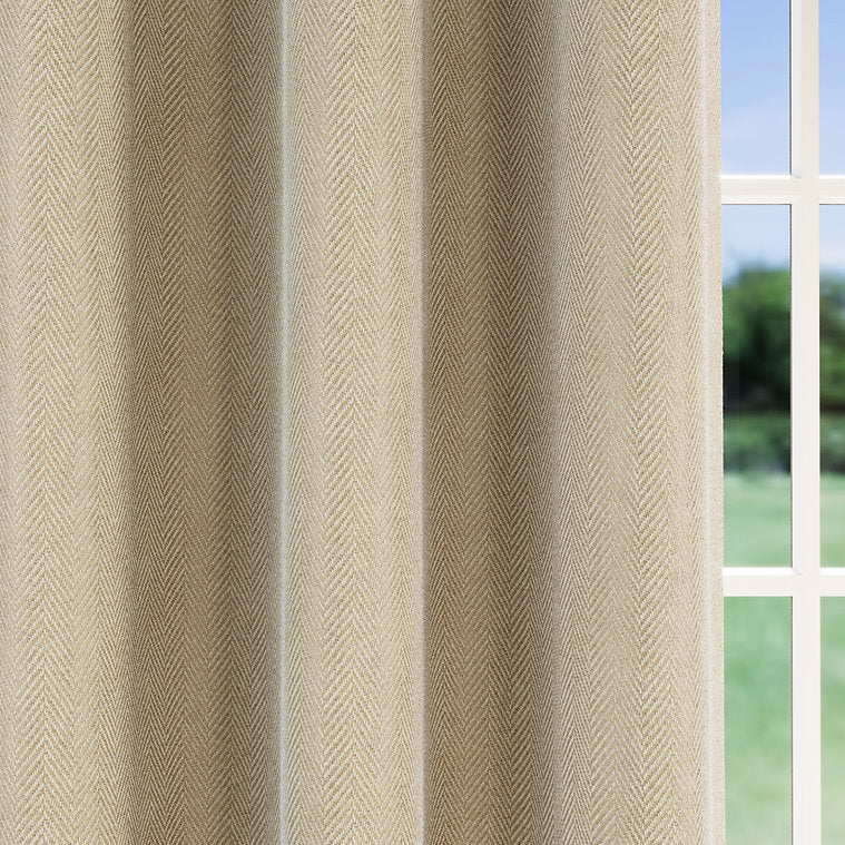 Chester Eyelet 100 % Black out Curtain Pair - Natural