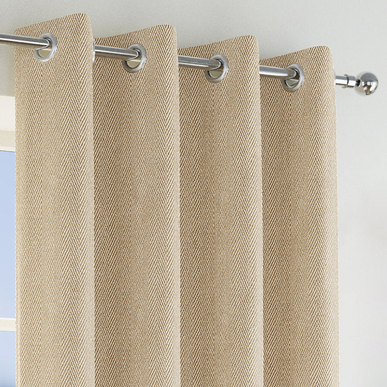 Chester Eyelet 100 % Black out Curtain Pair - Natural