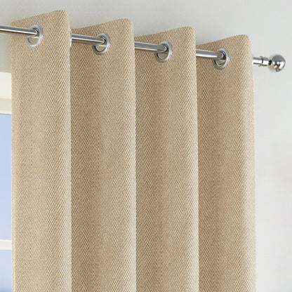 Chester Eyelet 100 % Black out Curtain Pair - Natural