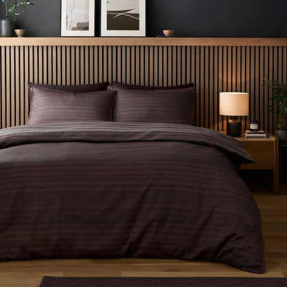 Chevron Line 100 % Cotton Sateen Duvet Set- Chocolate