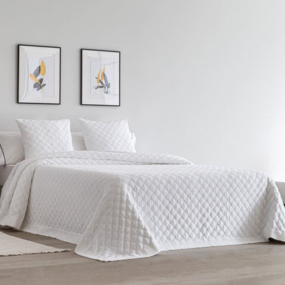 Relax Stone Wash Cotton Bedspreads, White