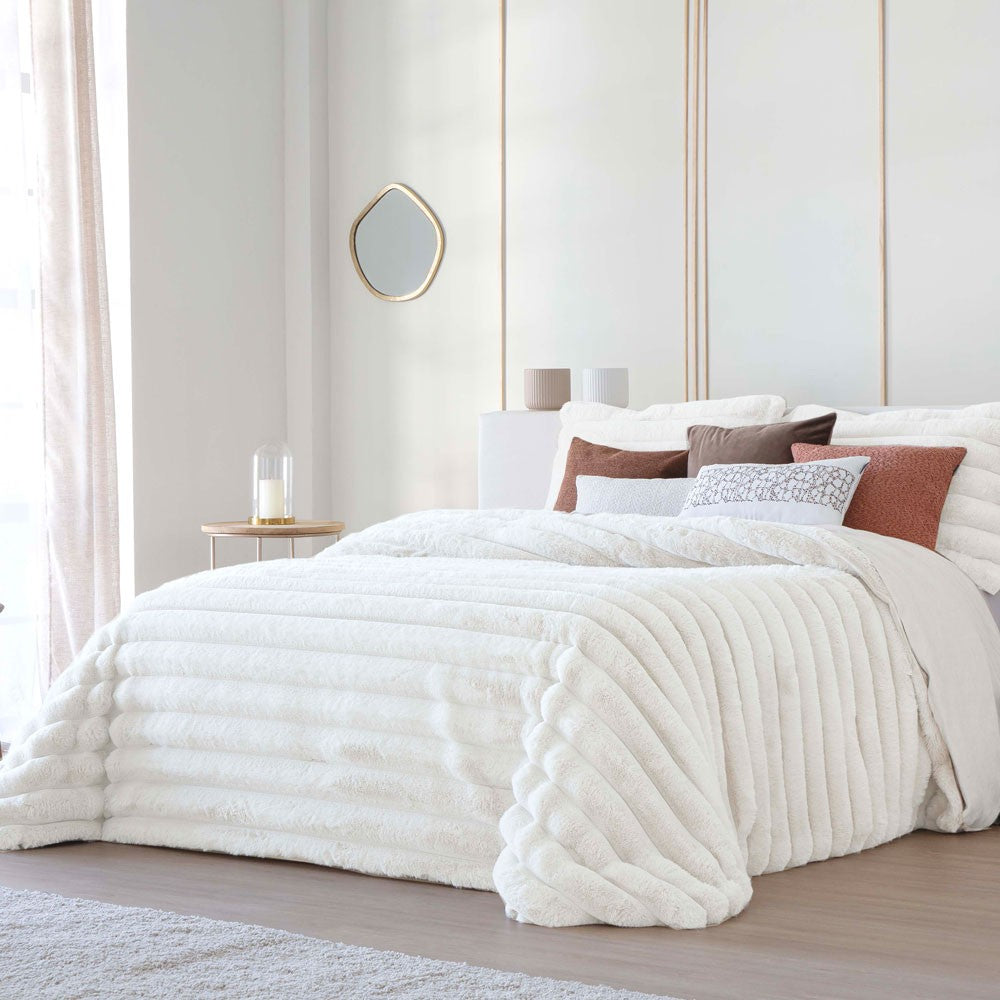 Cederic  Sherpa Bedspreads White