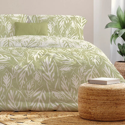 Green Bamboo Skandi Leaf Duvet Set