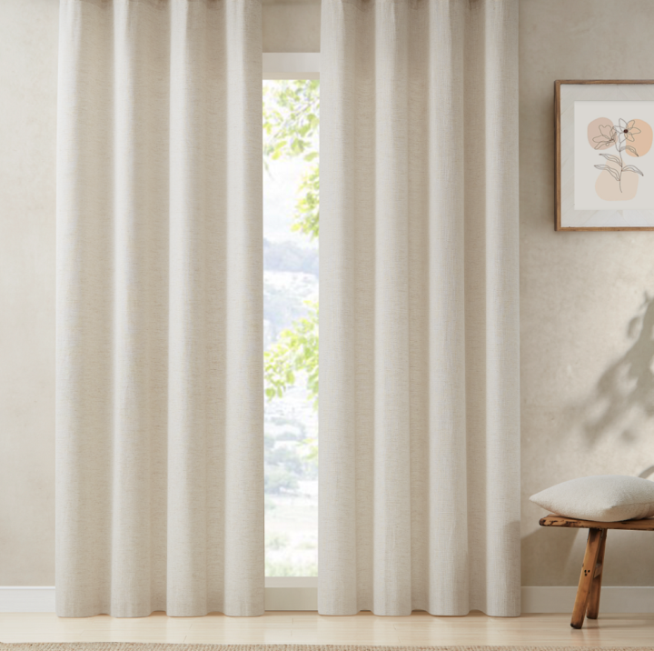 Rustic Linen Eyelet Voile Panels - ( 5430 )Natural