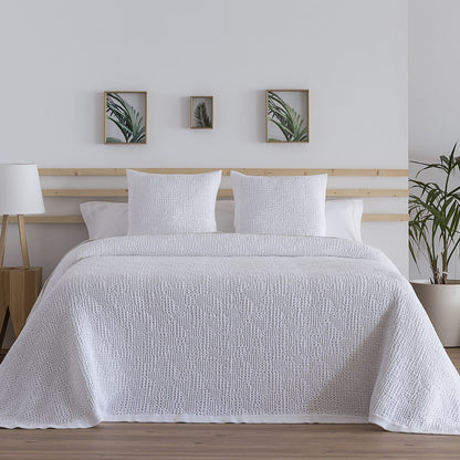Cotton Borders Luxury Bedspread -White