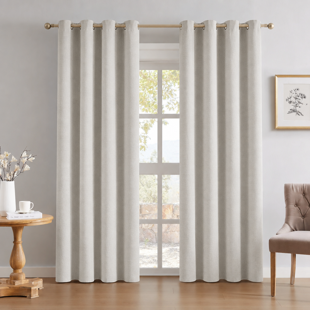 Curtains recoloured to match the second photo