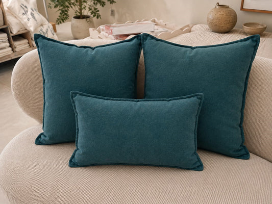 Dalia Linen Blend Filled Cushions, Teal 42