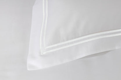 Opulence 300 TC Sateen Cotton Double Row Cord Duvet Sets, White Detailing