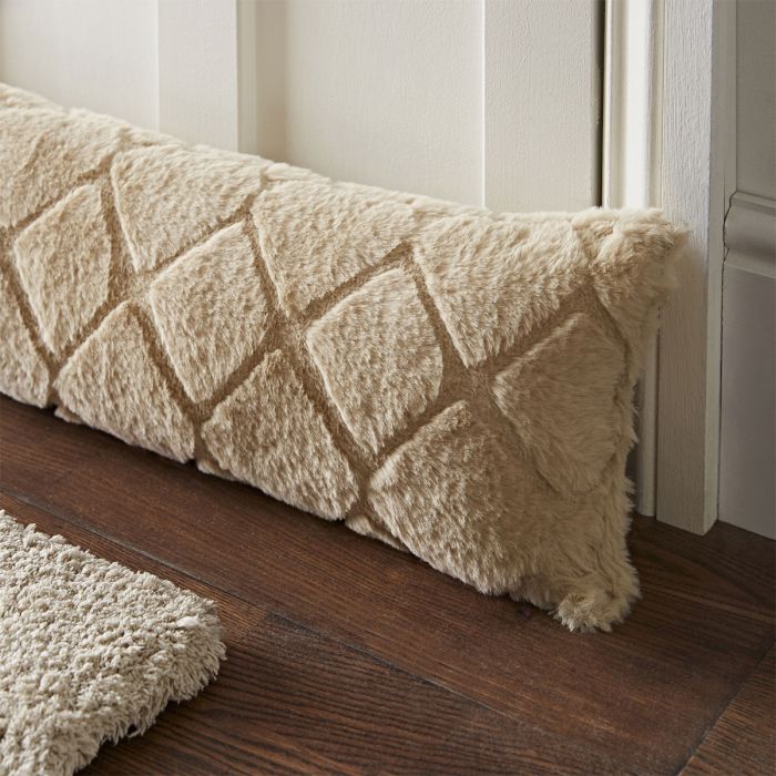 Cosy Diamond Fur Draught Excluder, Natural