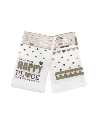 My Happy Place 100 % Cotton Tea Towels 3 Pack