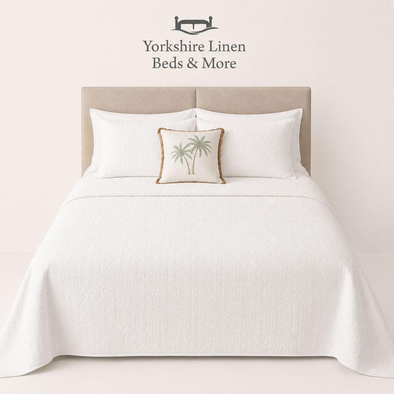 Honey Comb 100 % Cotton  Bedspread  - White
