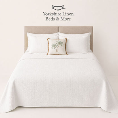 Honey Comb 100 % Cotton  Bedspread  - White