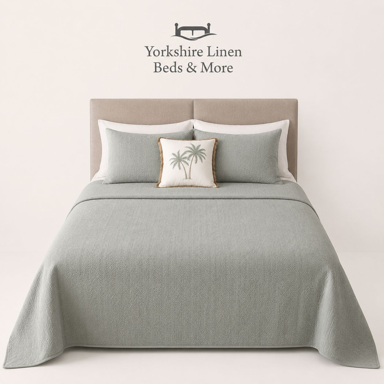 Honey Comb 100 % Cotton  Bedspread - Duck Egg Blue