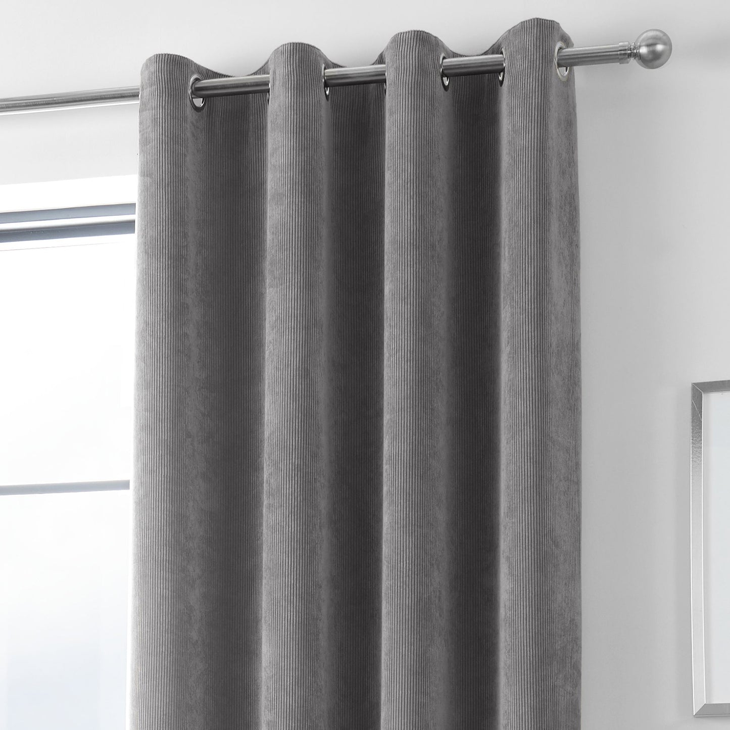 Kintyre Corded Ring Top Curtains, Charcoal-50 % OFF