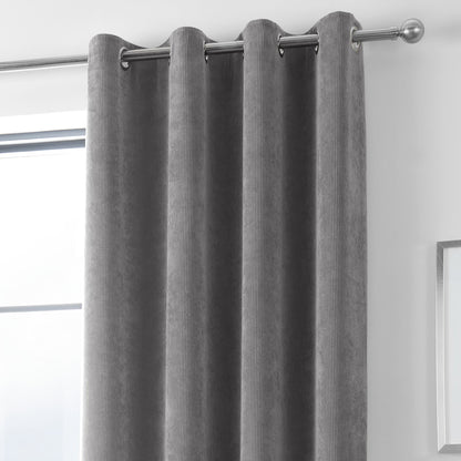 Kintyre Corded Ring Top Curtains, Charcoal-50 % OFF