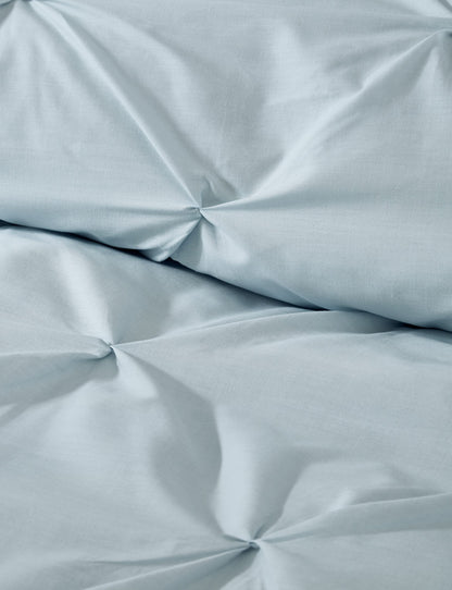 Laura Ruched Easy Care Duvet Set, Duck Egg