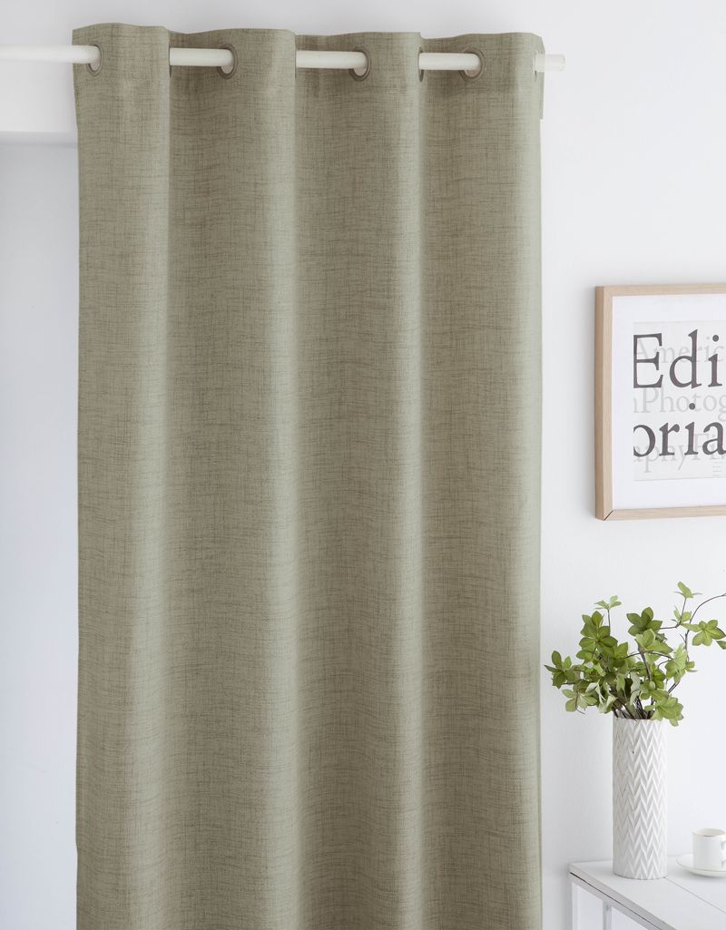Layla Linen Style Eyelet Voile Panels- Green