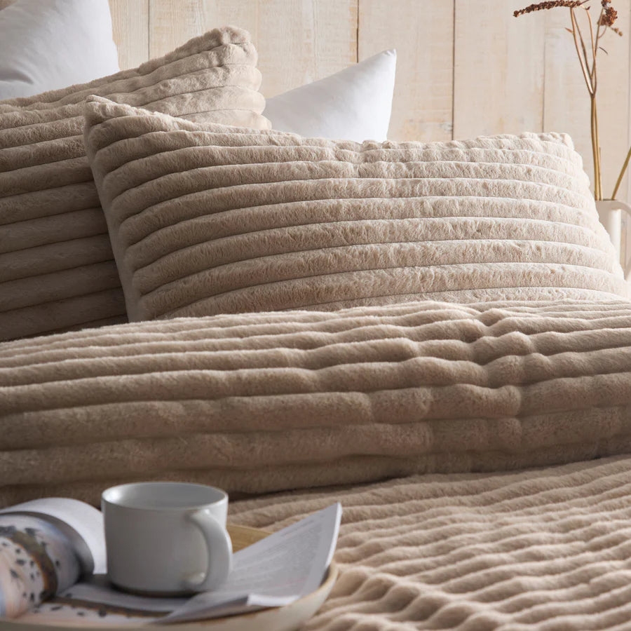 Morritz Fleecy Ribbed Duvet Cover - Natural