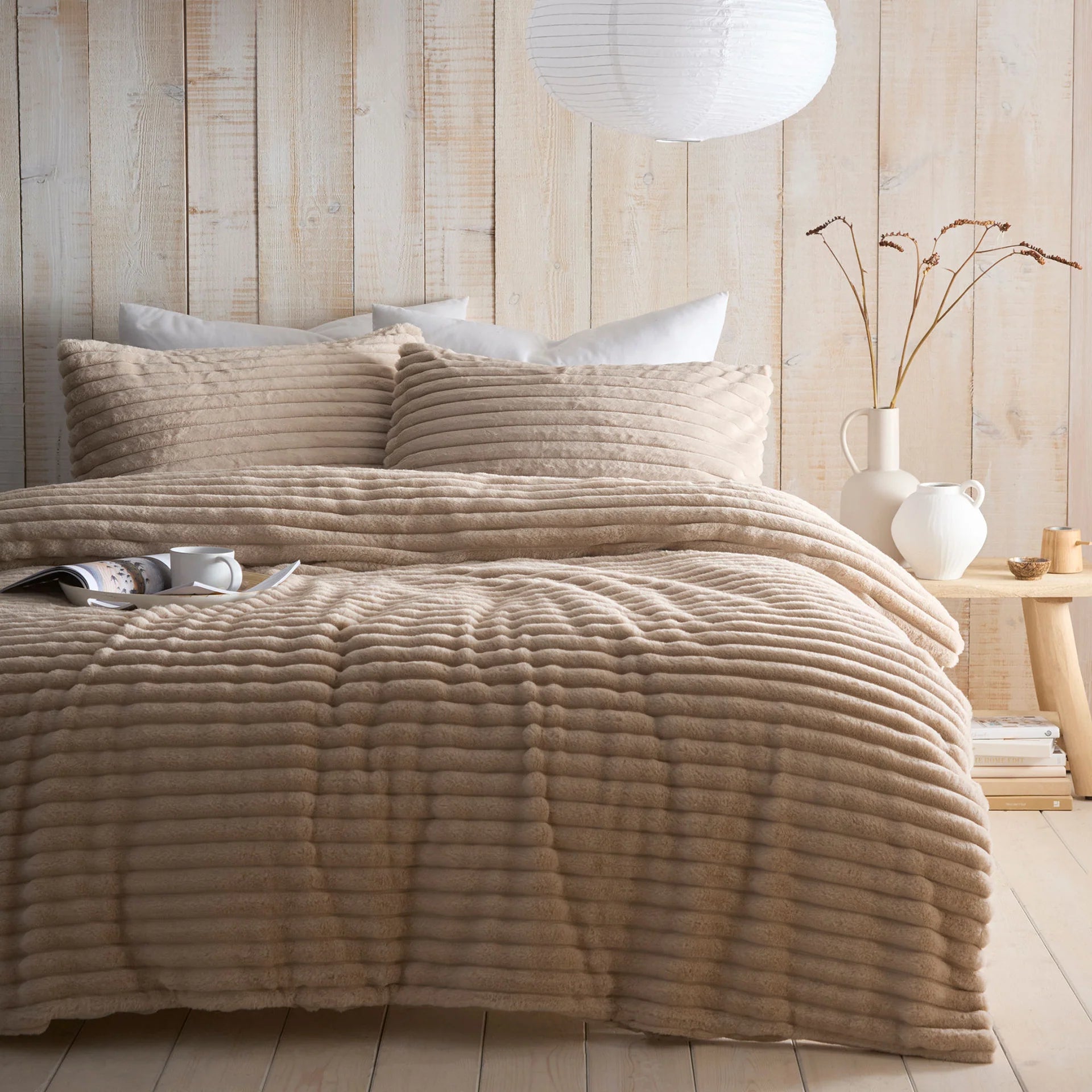 Morritz Fleecy Ribbed Duvet Cover - Natural