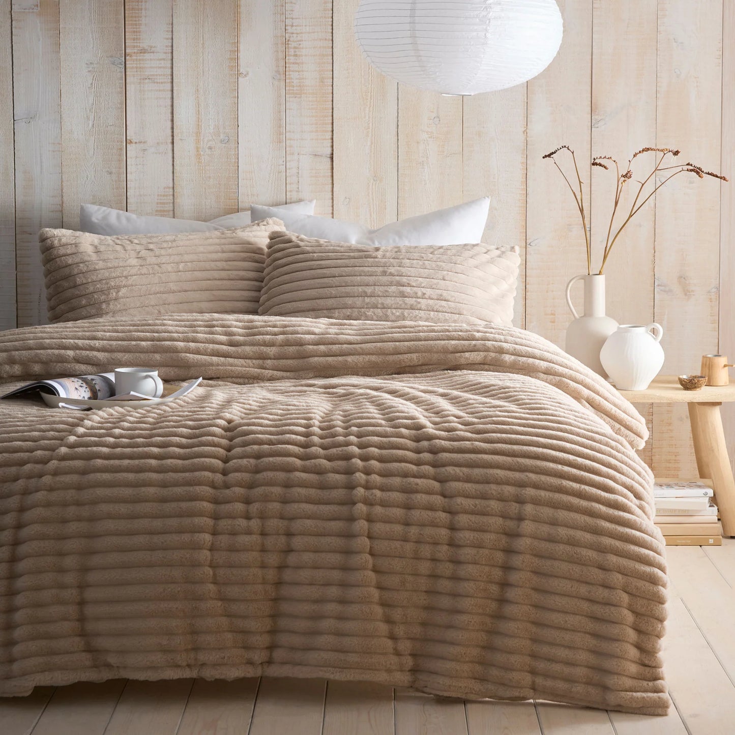 Morritz Fleecy Ribbed Duvet Cover - Natural