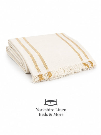 New England Stripe Cotton Throws- Ochre