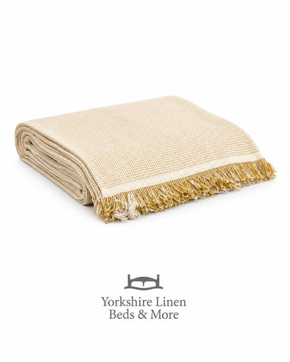 New England Plain Cotton Throws, Ochre