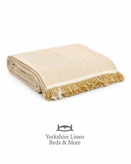 New England Plain Cotton Throws, Ochre
