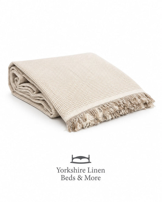 New England Plain Cotton Throws, Stone