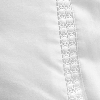 Oxford Lace Trim 100 % Cotton  Duvet Set - White