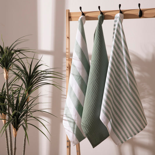 Lines 3 Pack Cotton Tea towels- Various Colours
