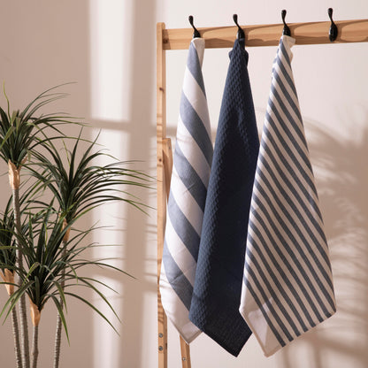 Lines 3 Pack Cotton Tea towels- Various Colours