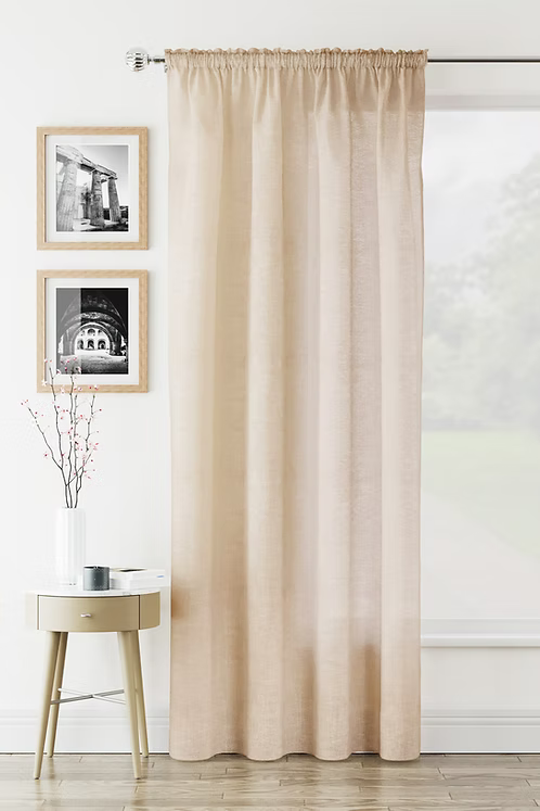 Ronda Slot Type Linen Style Voile Panels- Natural