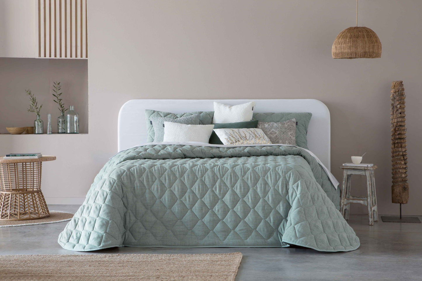 Rustica Linen Style Bedspread Range, Duck Egg