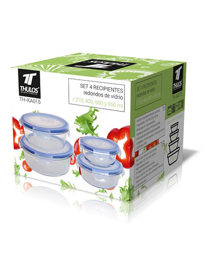 Glass Storage Bowls with Lids- Set of 4