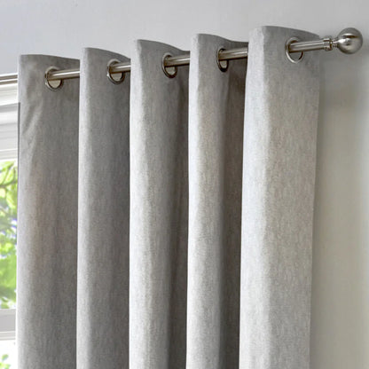 Sorbonne Linen Style Eyelet Curtains, Silver