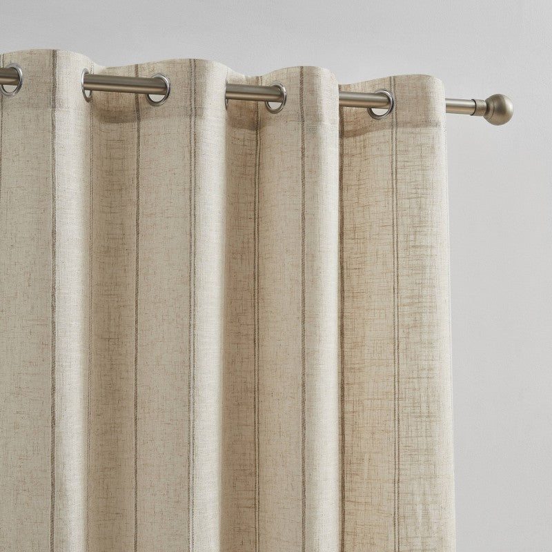 Rustic Linen Stripe Eyelet  Voile 5334- Natural