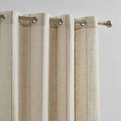 Rustic Linen Stripe Eyelet  Voile 5334- Natural