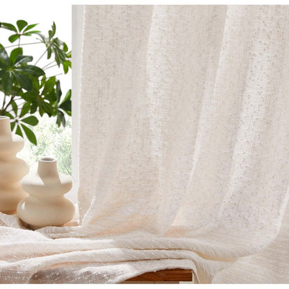 Linen Knot Eyelet Voile Panels - Natural